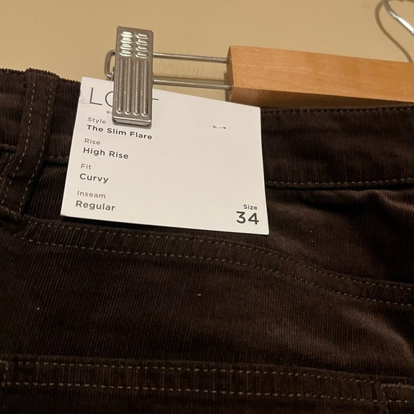 Loft The Slim Fit High Rise Curvy Brown Corduroy Pants Size 34/18 Work Casua - Picture 7 of 12